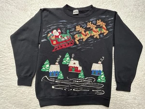 Vintage 90’s Tultex Size XL Santa & Rentier Xmas Sweatshirt - Bild 1 von 20