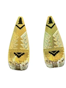 Pendientes de poste de plateros Montana de dos tonos vintage con diseño tribal Art Deco - Imagen 1 de 6