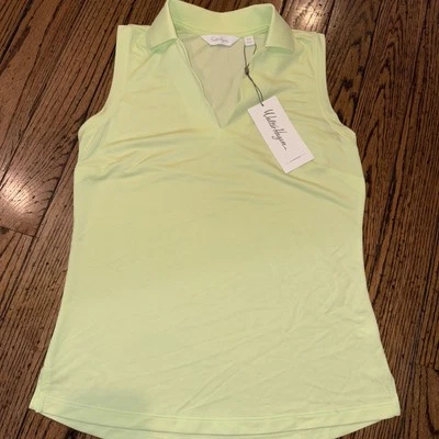 Camiseta de golf Lady Hagen verde lima pálida festoneada cuello en V XS NUEVA CON ETIQUETAS sin mangas Foto 1 de 4