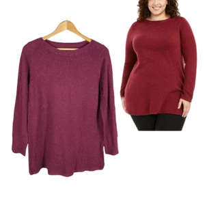 KAREN SCOTT Boat Neck Red Merlot Speckled Tunic Sweater NEW Size Medium - Picture 1 of 7