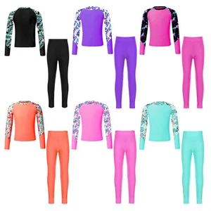 Niños Niñas 2 Piezas Traje de Baño Manga Larga Protección contra Erupciones Camisa y Legging Traje de Baño - Imagen 1 de 61