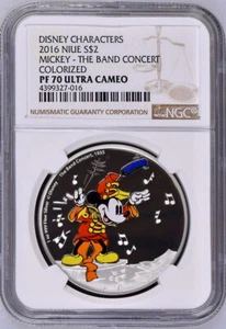 2016 Niue NGC 70 $2 Disney Mickey Mouse The Band Concert Proof Coin 1oz Silver - Picture 1 of 6