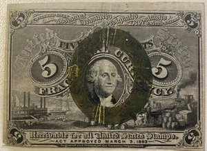 1863 2nd Issue 5 Cents Fractional Currency Better Grade #38232 - Picture 1 of 2