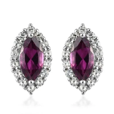 Brincos folheados a platina de rodolita e zircão Starburst 1,25 ctw - Imagem 1 de 4