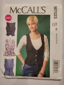 🆕️MCCALL'S M7023/A5 Misses Semi-Fitted Peplum Vest Pattern Size 6-14 - Picture 1 of 3