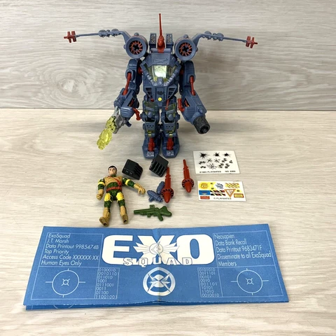 Exo Squad JT Marsh Aerial Attack E-Frame Figure Playmates 1993 w Spec Sheet Cover