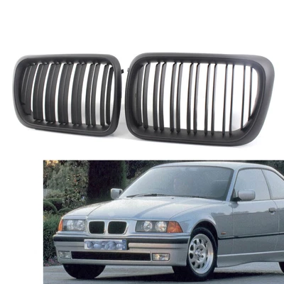 For BMW 3-Series E36 1997-1999 Matte Black Double Slat Front Kidney Grille Grill Foto 1 de 4