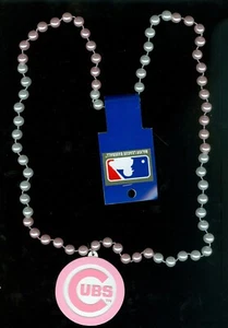 Chicago Cubs Pink Logo Medallion Bead Necklace - New - Picture 1 of 3