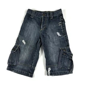 DKNY Medium Blue Straight Leg Cargo Pocket Cotton Denim Shorts Boys 8 - Picture 1 of 7