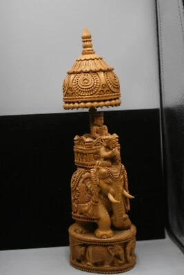 Estatuilla decorativa vintage de madera de elefante hecha a mano de la India 12,5" M4 Foto 1 de 4