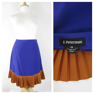 J. Peterman Womens Plus Size Blue Gold Yellow Silk A Line Skirt Size 14 - Picture 1 of 10