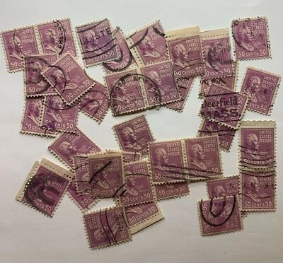 LOT OF 35+ U.S. 50C WILLIAM HOWARD TAFT STAMPS PERFINS, PRECANCEL - Image 1 of 4