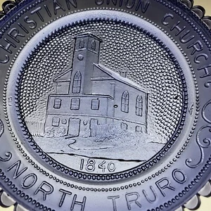 Truro MA Christian Union Church Cape Cod Massachusetts Pairpoint Glass Cup Plate - Picture 1 of 9