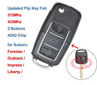 Flip Remote Auto Car Key Fob 2 Buttons 315 / 433MHz with 4D62 Chip for Subaru