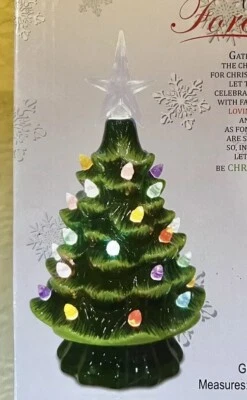 Christmas Is Forever Ceramic Light Up Tree Multi Color Bulbs 7.5” X 4” - Image 1 of 4