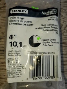 National Hardware N830-249 Door Hinge 4" Square Corner Satin Nickel - Picture 1 of 2