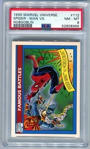 1990 Marvel Universe Spider-Man vs Hobgoblin PSA 8 NM-MT #112 - Foto 1 di 2