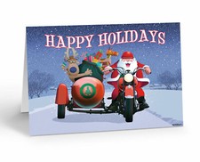 Harley Sidecar Santa Christmas Cards - 18 cards & white envelopes - 20080