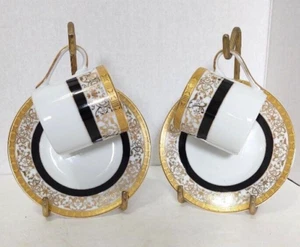 Juegos de taza de espresso y platillo MCS porcelana Baviera Tigre Yedi dorado, negro, blanco - Imagen 1 de 5