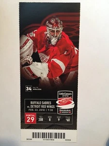 DETROIT RED WINGS VS BUFFALO SABRES FEBRUARY 22, 2018 PETR MRAZEK TICKET STUB - Picture 1 of 1