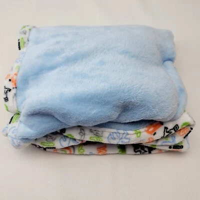 Cobertor de bebê favorito Le Bebe azul zebra girafa selva zoológico animais selvagens um - Imagem 1 de 4