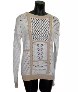Mink Pink Women's Knitted Woolen Jumper/Sweater -Size M/14 -White with Tan - Picture 1 of 5