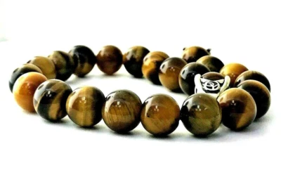 Brazalete Ojo de Tigre en Plata de Ley David Yurman Cuentas Espirituales 8.5" pulgadas Foto 1 de 4