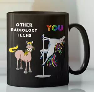 Radiology technician rainbow Unicorn pole dancing coffee mug,Funny coworker gift - Picture 1 of 2