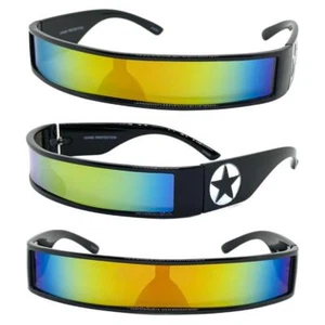 SPACE ROBOT RAVER COSTUME CYCLOPS FUTURISTIC Party SUN GLASSES Thin Black Frame - Picture 1 of 6