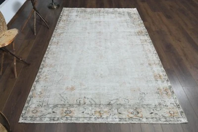 ALFOMBRA NARANJA DESCOLORIDA 5,1x8,2 pies, alfombra antigua envejecida, alfombra de sala, alfombra de lana Foto 1 de 4