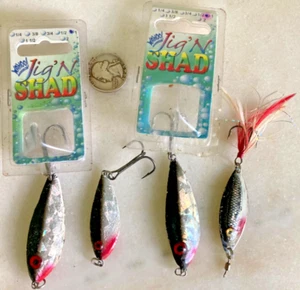 LOTE 4 WAHOO! JIG N’ SHAD SEÑUELOS DE PESCA CUCHARAS JIGGING OJOS ROJOS NUEVO NEGRO ESPALDA - Imagen 1 de 6