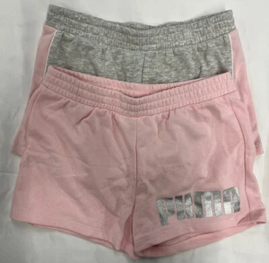 PUMA GIRLS 2 PIECE LOGO ACTIVE SHORTS(PINK WHITE GRAY M )NWT - Picture 1 of 4