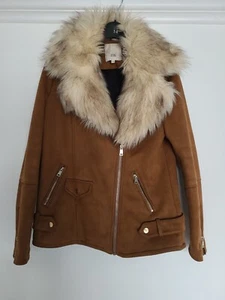 Womens River Island Brown Suede Coat Size 8 - Picture 1 of 9