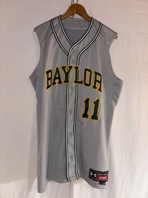 Baylor Bears Baseball 2010 Men’s Under Armour Baseball Jersey L Gray #11 SEWN - Image 1 of 4