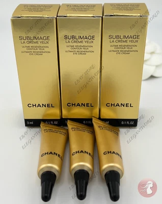 3 X Chanel SUBLIMAGE LA CREME YEUX CREMA PARA OJOS Ultimate Regeneration 3 ml / 0,1 oz Foto 1 de 2