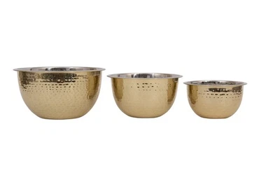 Hammered Stainless Steel Bowls in Gold Finish (Set of 3 Sizes) - Image 1 of 4