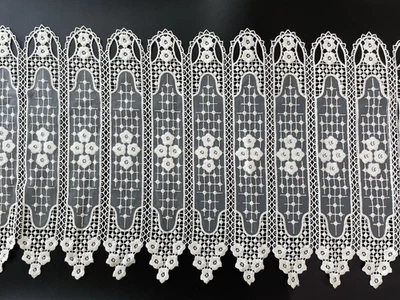 Cenefa de encaje macramé europea vintage crudo beige puro país francés 18 x 72" Foto 1 de 4