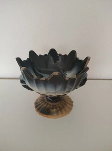 Obstschale mit Sockel aus geflammt und bemalter Keramik TOP Gesamthöhe 15.5cm - Bild 1 von 7