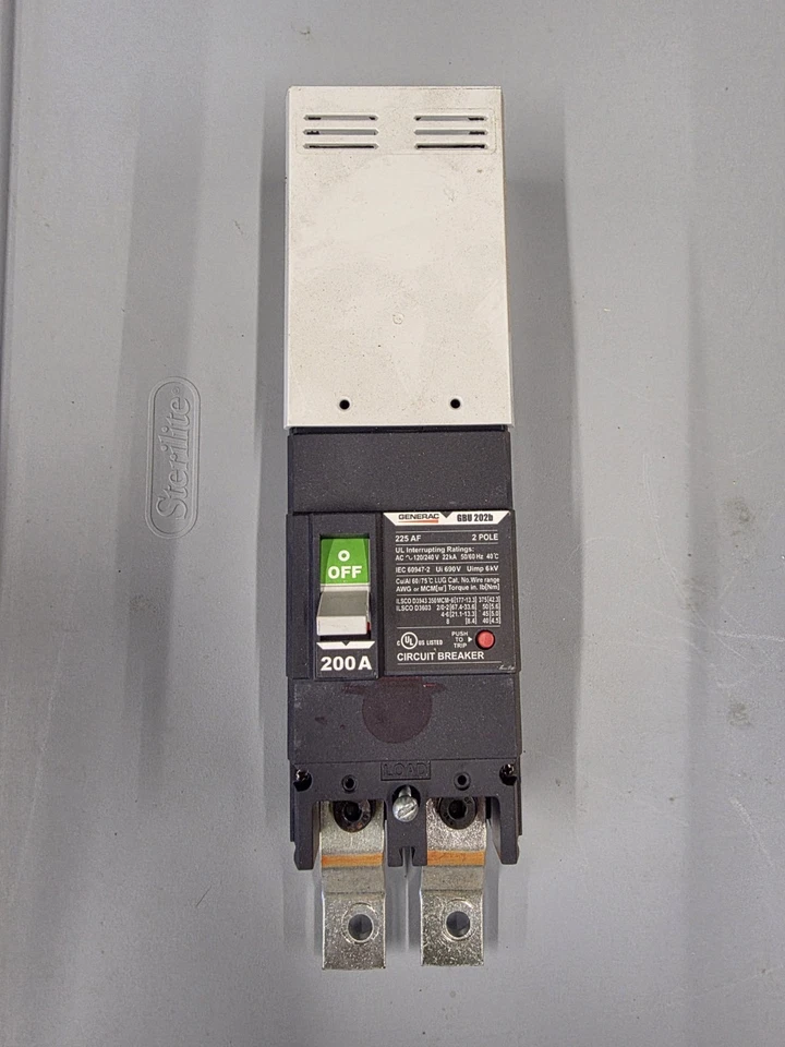 NEW Generac GBU 202b 200 Amp 2 Pole Circuit Breaker 120/240V/200A New/Open Box - Изображение 1 из 1