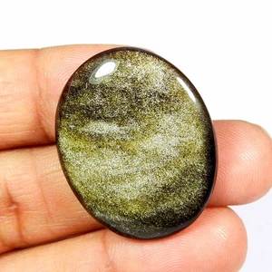 Piedra preciosa de obsidiana brillo natural forma ovalada cabujón 32 quilates #10974 - Imagen 1 de 6