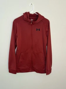 Under Armour Youth X-Large XL Sweatshirt Red Orange Full Zip EUC Kids S3 - Picture 1 of 8