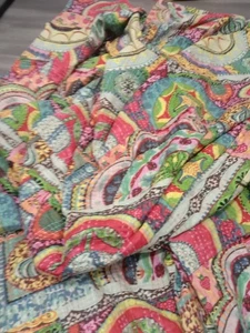 Indian Handmade Kantha Quilt Israel Print Reversible Bedspread Throw Blanket - Picture 1 of 7
