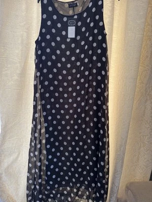 Ruiyige Dress Large Black White Polka Dot Sleeveless Midi  Summer Size xXL — 第 1/4 张图片