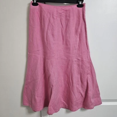 KIM ROGERS Full Linen Skirt Women's 6P Pink Cottagecore Peasant Barbiecore  - Image 1 of 4