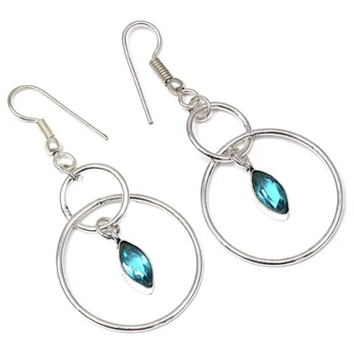 Pendientes de joyería de plata hechos a mano con piedras preciosas de diopsido de cromo de 1,75"" Foto 1 de 4