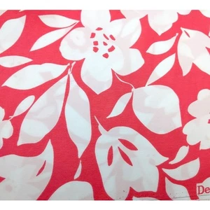 White Large Flowers on Bubblegum Pink Rayon Apparel Dress Fabric, 36x45" Floral - Picture 1 of 7