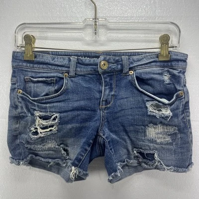 Pantalones cortos de mezclilla Aeropostale para mujer talla 0 azul desgastado corte 5 bolsillos Foto 1 de 4