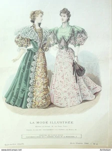 Gravure Mode illustree 1896 # 04 (Old Fashion plate) RARE - Picture 1 of 1