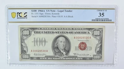 1966 A $100 Legal Tender Fr#1551 Choice VF 35 PCGS *5960 - Image 1 of 3