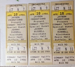 3 Conway Twitty/Johnny Russell 10. April 1986 Kleinhans Music Hall NY volle Tickets - Bild 1 von 2